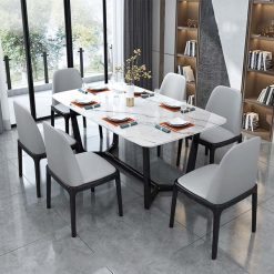 Bộ bàn ăn 6 ghế mặt đá gỗ sồi