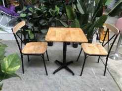Bàn Cafe Chân Sắt Mặt Gỗ BT50